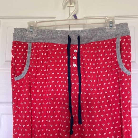 Cuddl Duds M pajamas 2pc red blue grey white. Cuffed sleeves & legs Drawstring - Picture 3 of 10